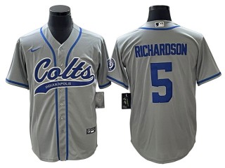 Indianapolis Colts #5 Anthony Richardson Baseball Style Jersey - Blue/Gray