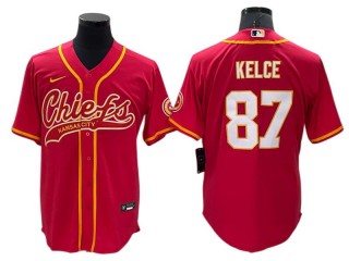 Kansas City Chiefs #87 Travis Kelce Baseball Jersey - Red/Black