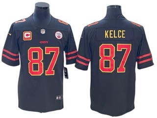Kansas City Chiefs #87 Travis Kelce Black Gold Vapor Limited Jersey