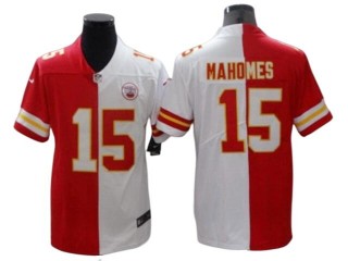 Kansas City Chiefs #15 Patrick Mahomes Red/White Split Limited Jersey