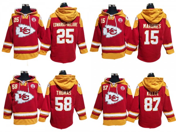 Kansas City Chiefs Red Lace-Up Pullover Hoodie
