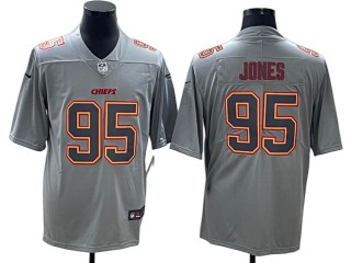 Kansas City Chiefs #95 Chris Jones Gray Atmosphere Limited Jersey