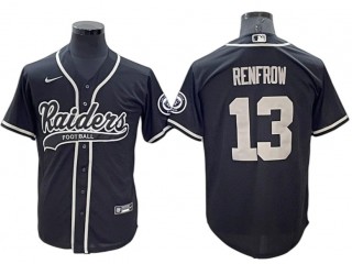 Las Vegas Raiders #13 Hunter Renfrow Baseball Style Jersey - Black/White/Olive