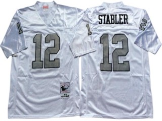 M&N Raiders #12 Ken Stabler White-Gray Legacy Jersey