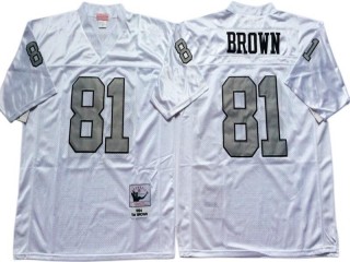 M&N Raiders #81 Tim Brown White-Gray Legacy Jersey