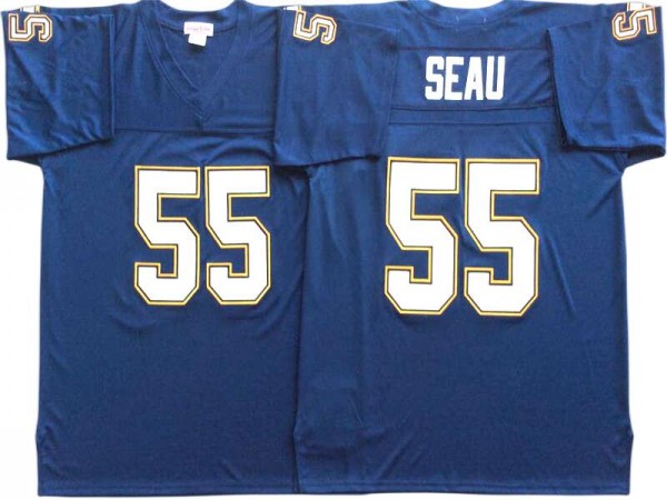 M&N Chargers #55 Junior Seau Powder Navy Legacy Jersey