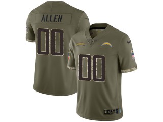 Custom Los Angeles Chargers 2022 Olive Salute To Service Limited Jersey