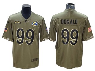 Los Angeles Rams #99 Aaron Donald 2022 Olive Salute To Service Limited Jersey