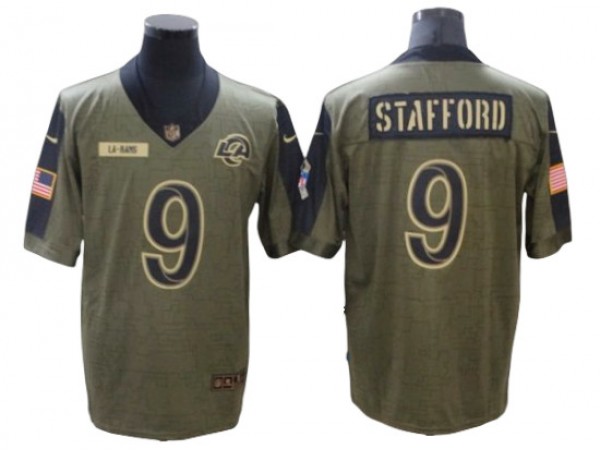 Los Angeles Rams #9 Matthew Stafford 2021 Olive Salute To Service Limited Jersey