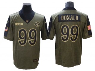 Los Angeles Rams #99 Aaron Donald 2021 Olive Salute To Service Limited Jersey