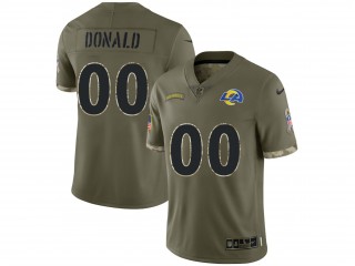 Custom Los Angeles Rams Olive 2022 Salute To Service Limited Jersey