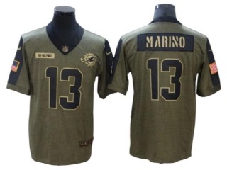 Miami Dolphins #13 Dan Marino 2021 Olive Salute To Service Limited Jersey