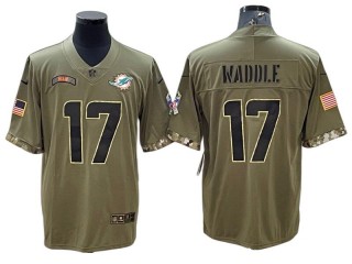 Miami Dolphins #17 Jaylen Waddle Olive 2022 Salute To Service Limited Jersey