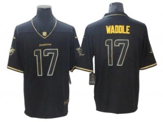 Miami Dolphins #17 Jaylen Waddle Black Gold Vapor Limited Jersey