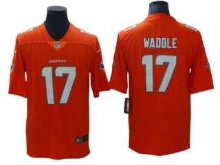 Miami Dolphins #17 Jaylen Waddle Orange Vapor Limited Jersey