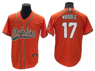 Miami Dolphins #17 Jaylen Waddle Orange Baseball Jersey