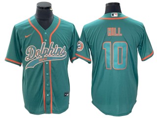 Miami Dolphins #10 Tyreek Hill Aqua Baseball Style Jersey