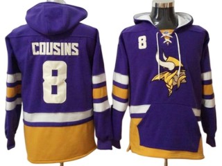 Minnesota Vikings #8 Kirk Cousins Purple With Pocket Hoodie Jersey