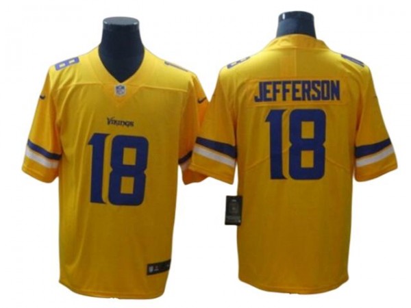 Minnesota Vikings #18 Justin Jefferson Gold Inverted Limited Jersey