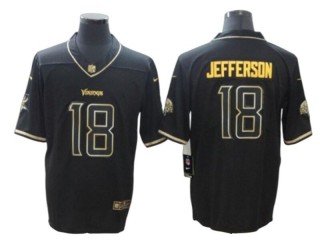 Minnesota Vikings #18 Justin Jefferson Black Gold Vapor Limited Jersey