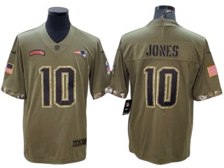 New England Patriots #10 Mac Jones 2022 Olive Salute To Service Limited Jersey