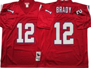 M&N New England Patriots #12 Tom Brady Red Throwback Jersey