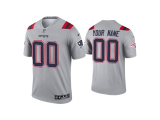 Custom New England Patriots Gray Inverted Limited Jersey