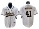 New Orleans Saints #41 Alvin Kamara Baseball Jersey-Black & White & Gold
