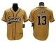 New Orleans Saints #13 Michael Thomas Baseball Jersey- White & Black & Gold