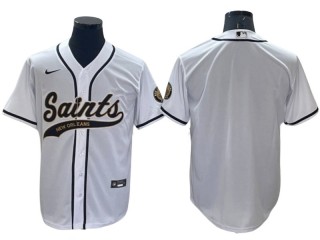 New Orleans Saints Blank Baseball Style Jersey - Black/White/Gold