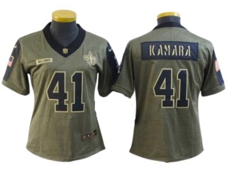 Women New Orleans Saints #41 Alvin Kamara Olive 2021 Salute To Service Limited Jersey