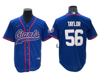 New York Giants #56 Lawrence Taylor Royal Baseball Jersey