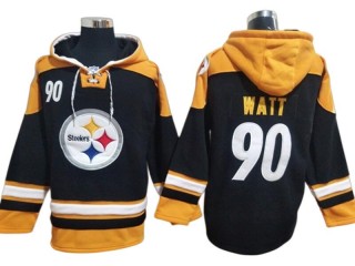 Pittsburgh Steelers #90 T. J. Watt Black Hoodie