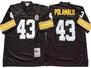 M&N Pittsburgh Steelers #43 Troy Polamalu Black Legacy Jersey