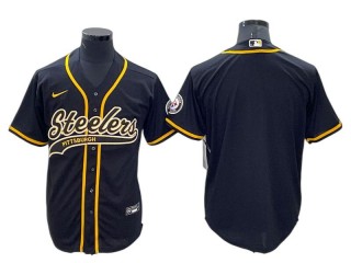 Pittsburgh Steelers Blank Baseball Style Jersey - Black/Yellow