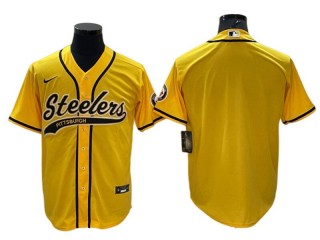 Pittsburgh Steelers Blank Baseball Style Jersey - Black/Yellow