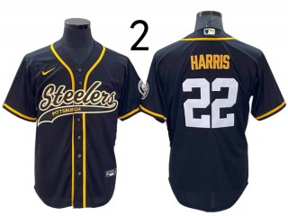 Pittsburgh Steelers #22 Najee Harris Baseball Style Jersey - White/Gold/Black
