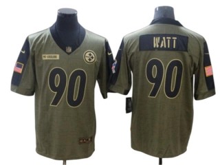 Pittsburgh Steelers #90 T.J. Watt 2021 Olive Salute To Service Limited Jersey