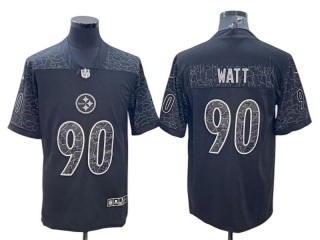 Pittsburgh Steelers #90 T.J. Watt Black RFLCTV Limited Jersey
