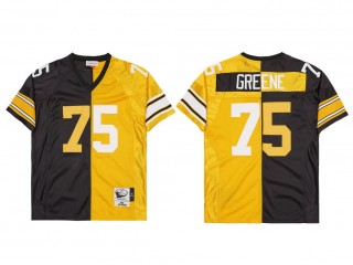M&N Pittsburgh Steelers #75 Joe Greene Black/Gold 1975 Split Legacy Jersey