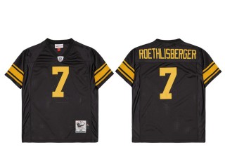 M&N Pittsburgh Steelers #7 Ben Roethlisberger Black 2008 Throwback Jersey