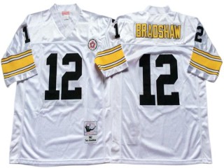 M&N Pittsburgh Steelers #12 Terry Bradshaw White Legacy Jersey