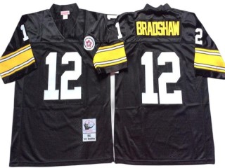 M&N Pittsburgh Steelers #12 Terry Bradshaw Black Legacy Jersey