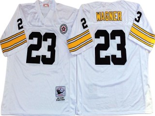 M&N Pittsburgh Steelers #23 Mike Wagner White Legacy Jersey