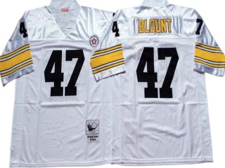 M&N Pittsburgh Steelers #47 Mel Blount White Legacy Jersey