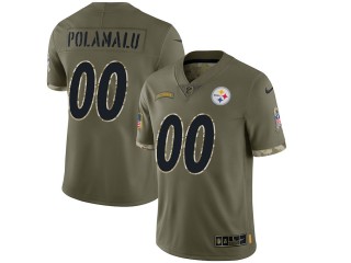Custom Pittsburgh Steelers Olive 2022 Salute To Service Limited Jersey