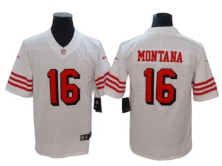 San Francisco 49ers #16 Joe Montana White Color Rush Jersey