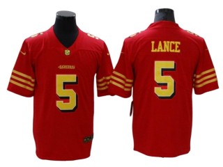 San Francisco 49ers #5 Trey Lance Red/Gold Vapor Limited Jersey