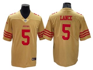 San Francisco 49ers #5 Trey Lance Gold Vapor Limited 2022 Jersey