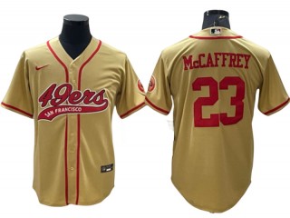 San Francisco 49ers #23 Christian McCaffrey Baseball Style Jersey - Red/Blac/White/Gold